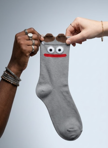 Calcetines Grises Cara Divertida con Orejitas