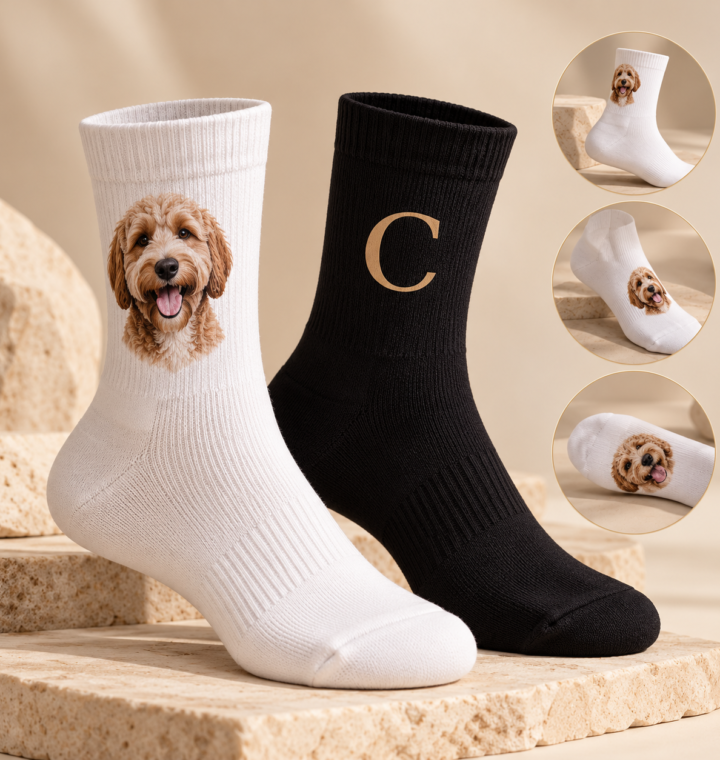 Calcetines personalizados Calzzito en blanco y negro
